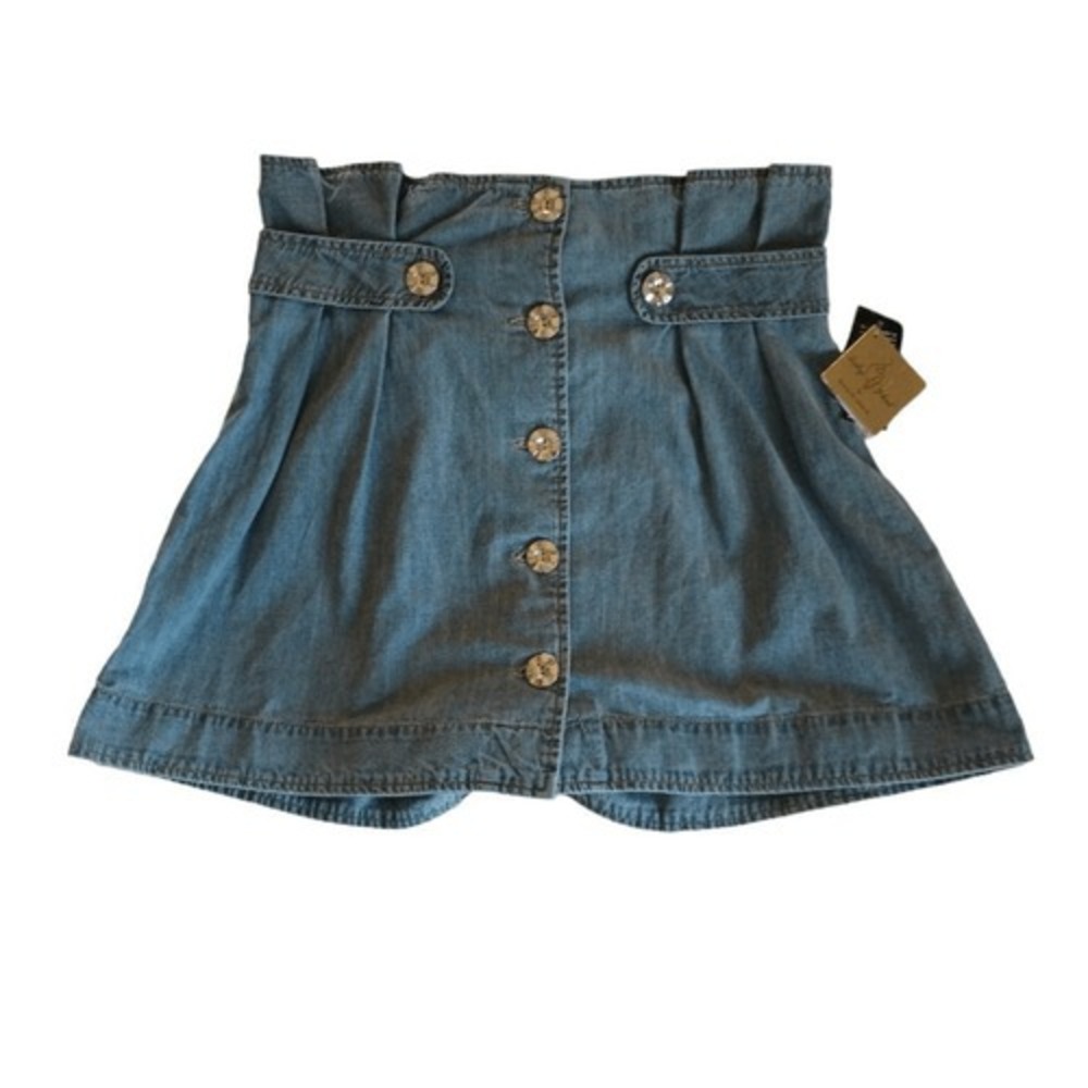 Vintage Baby Phat Paperbag Denim Skirt with‎ Silver Buttons Size 11 Jrs